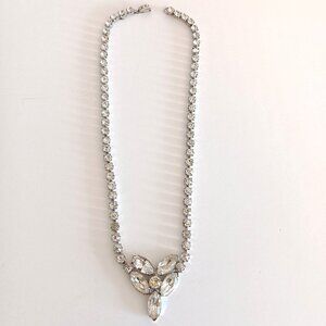 Vintage Jonne House of Schrager Silver Tone Rhinestone Choker Necklace